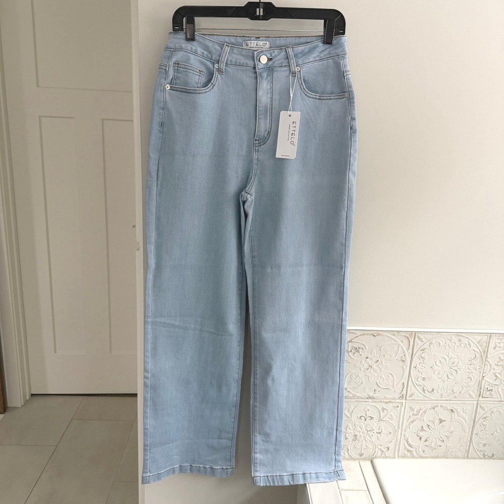 ETTELO Light Blue Denim High Rise Wide Leg Jeans Women's Size 12‎